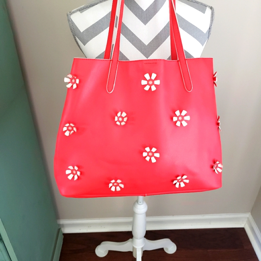 Talbots red leather tote